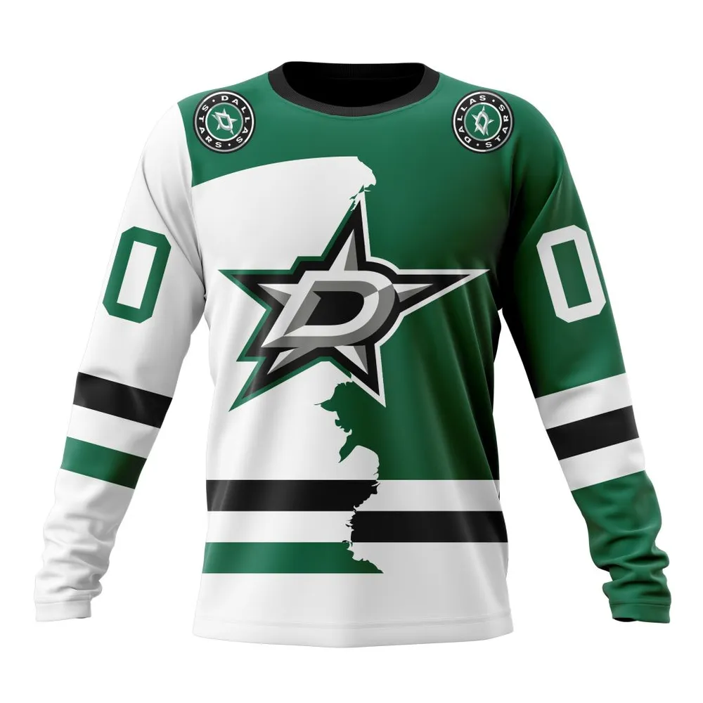 NHL Dallas Stars Personalize Home Mix Away Kits Long Sleeved Sweatshirt 