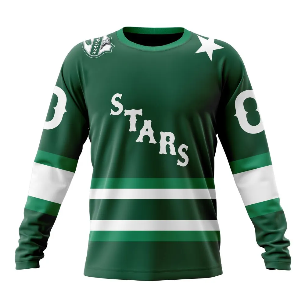 NHL Dallas Stars Personalized Heritage Design St2401 Long Sleeved Sweatshirt 