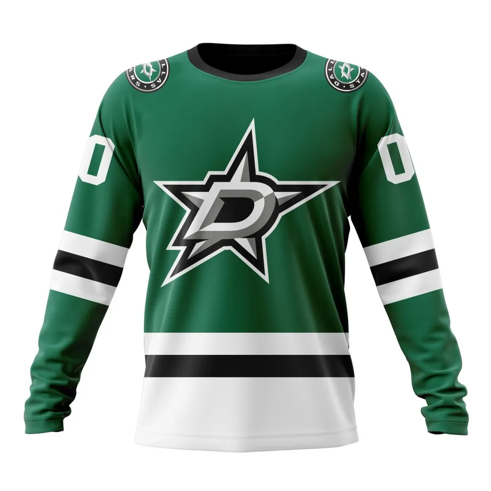 NHL Dallas Stars Personalized Home Kits Long Sleeved Sweatshirt 