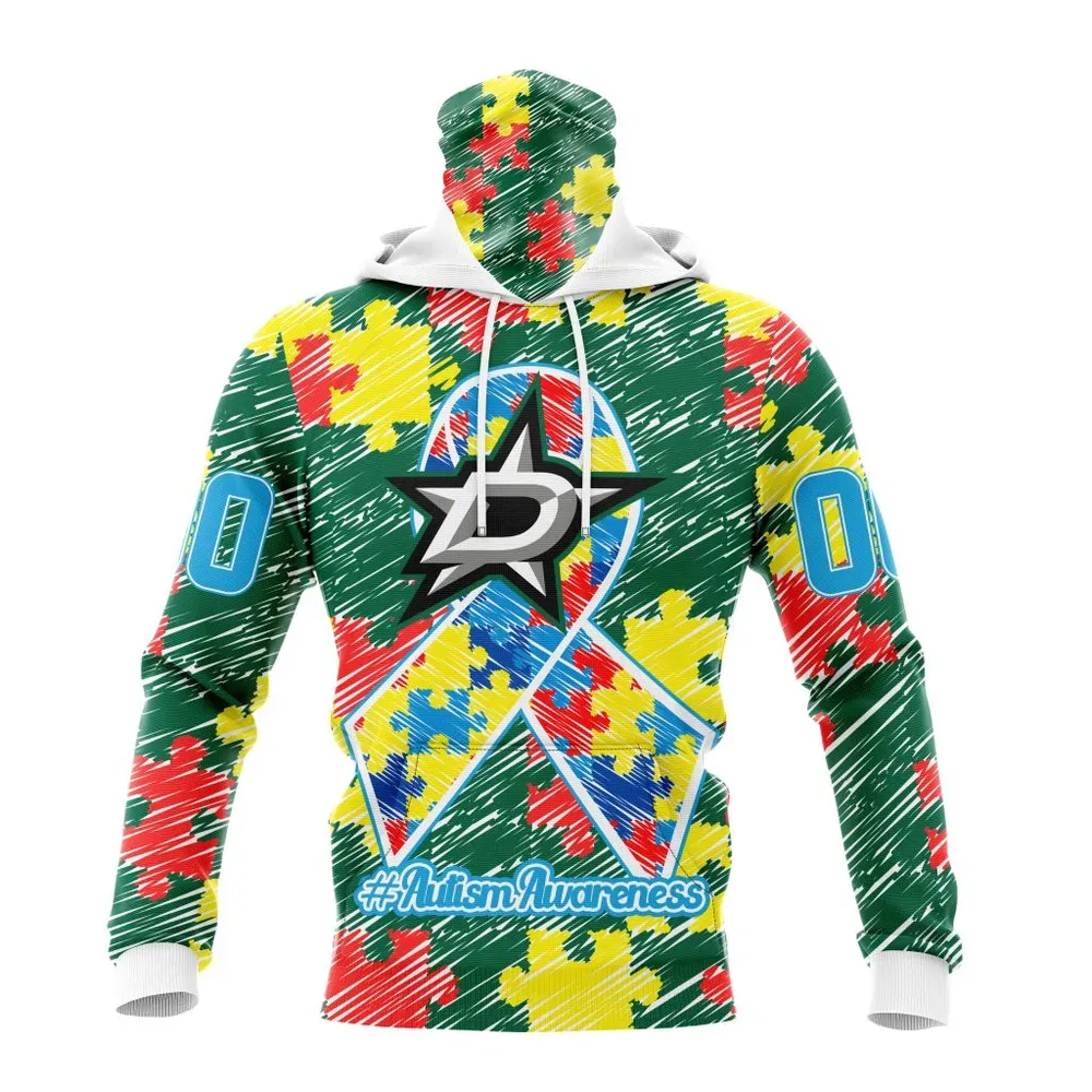 NHL Dallas Stars Special Autism Awareness Design St2201 Mask Hoodie