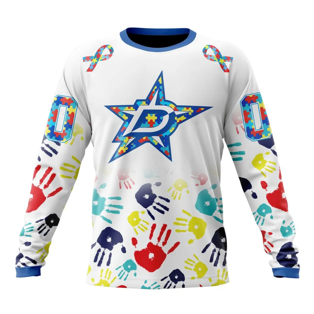 NHL Dallas Stars Special Autism Awareness Design St2203 Long Sleeved Sweatshirt 