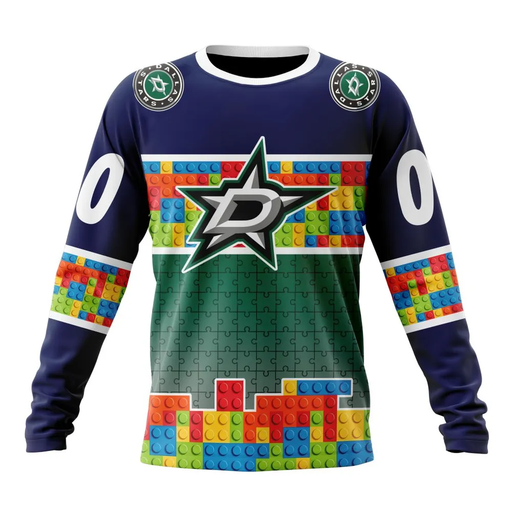 NHL Dallas Stars Special Autism Awareness Design V2301 Long Sleeved Sweatshirt 