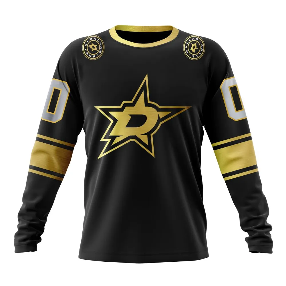 NHL Dallas Stars Special Black And Gold Design St2401 Long Sleeved Sweatshirt 