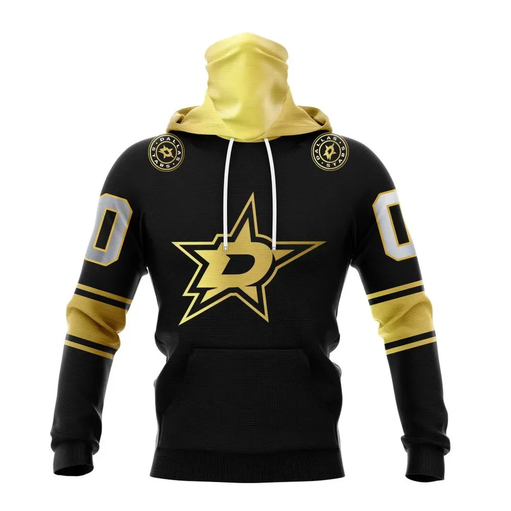 NHL Dallas Stars Special Black And Gold Design St2401 Mask Hoodie