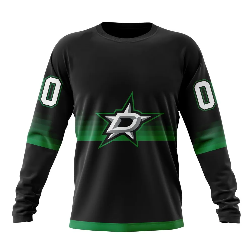 NHL Dallas Stars Special Black And Gradient Design St2301 Long Sleeved Sweatshirt 