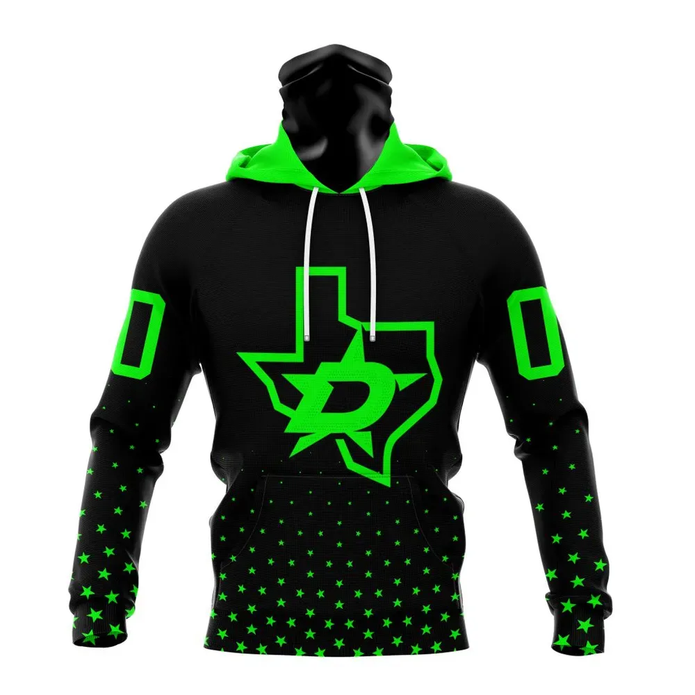 NHL Dallas Stars Special Blackout Design St2401 Mask Hoodie