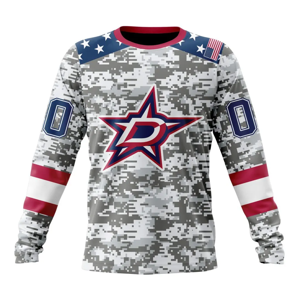 NHL Dallas Stars Special Camo Design For Veterans Day St2301 Long Sleeved Sweatshirt 