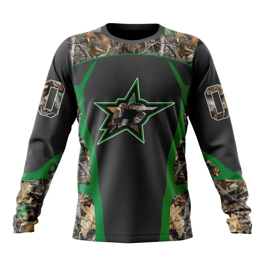 NHL Dallas Stars Special Camo Hunting Design V2302 Long Sleeved Sweatshirt 