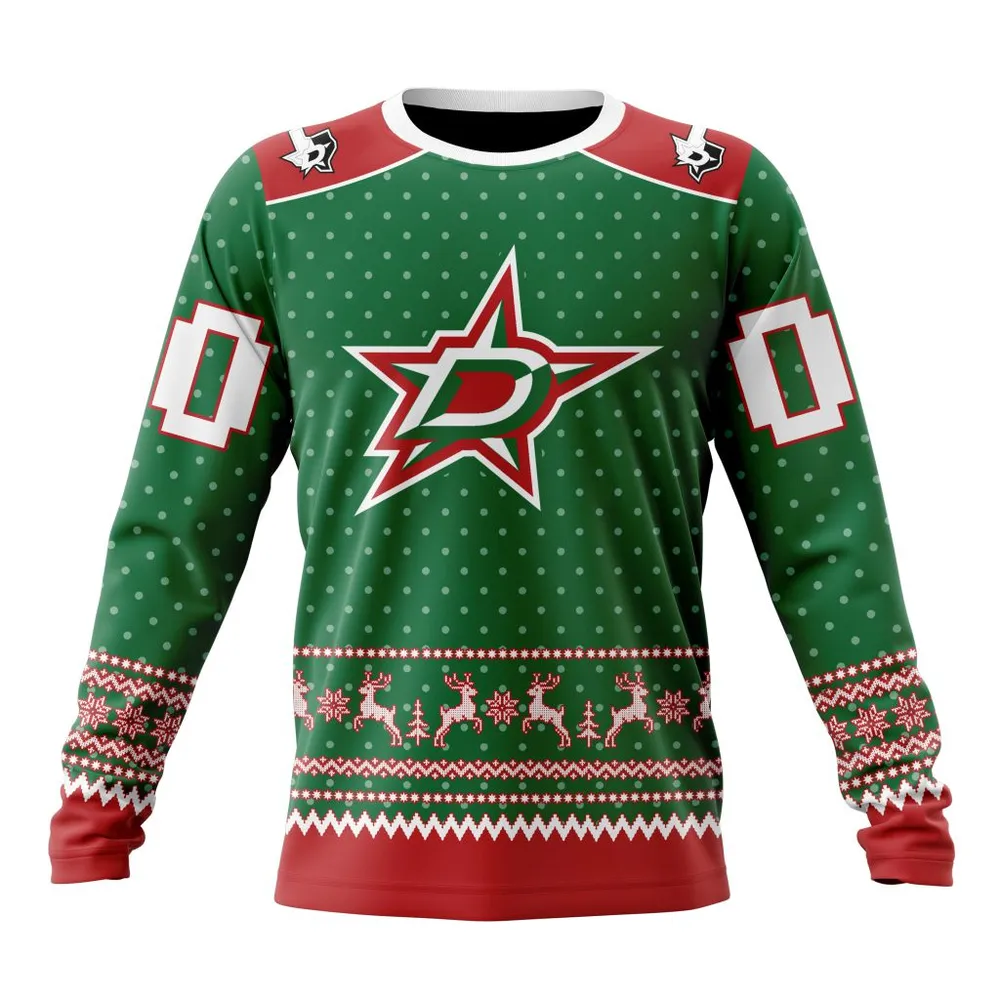 NHL Dallas Stars Special Christmas Apparel St2201 Long Sleeved Sweatshirt 