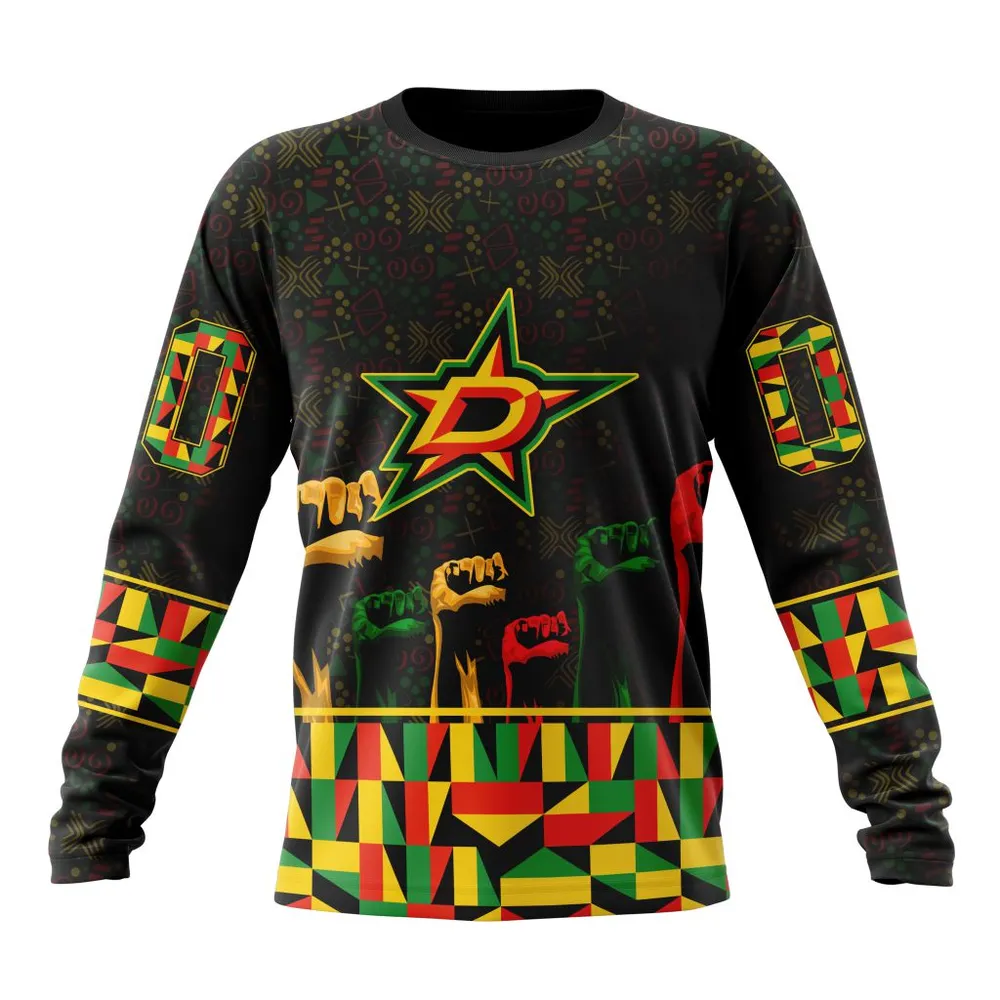 NHL Dallas Stars Special Design Celebrate Black History Month St2201 Long Sleeved Sweatshirt 