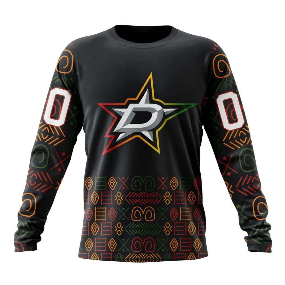 NHL Dallas Stars Special Design For Black History Month St2401 Long Sleeved Sweatshirt 