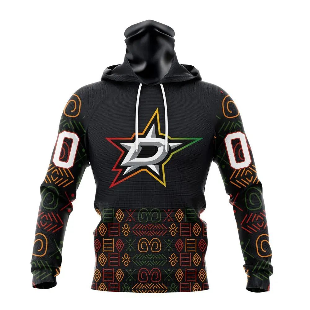 NHL Dallas Stars Special Design For Black History Month St2401 Mask Hoodie