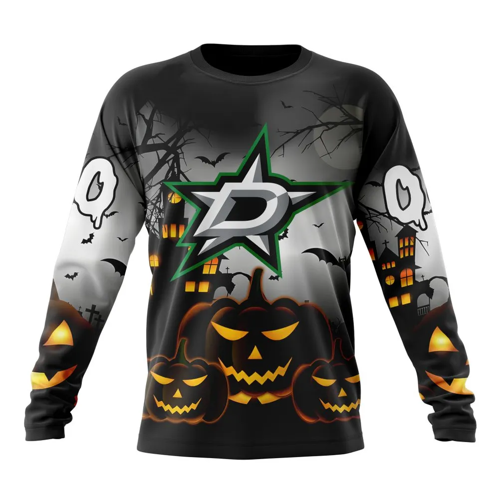 NHL Dallas Stars Special Design For Halloween St2302 Long Sleeved Sweatshirt 