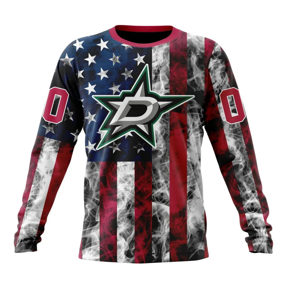 NHL Dallas Stars Special Design For Independence Day The Fourth Of July St2401 Long Sleeved Sweatshirt 