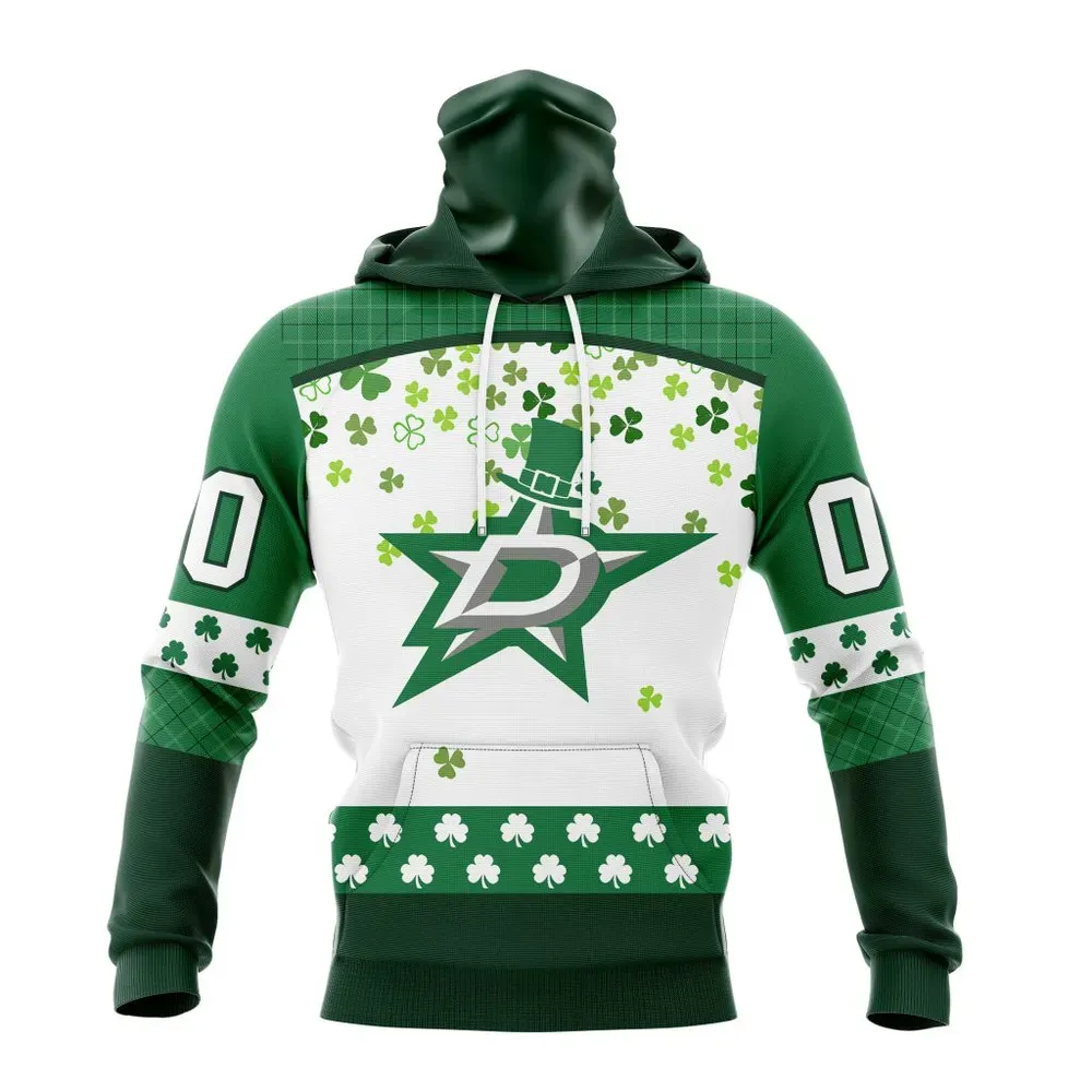 NHL Dallas Stars Special Design For St. Patrick Day St2401 Mask Hoodie