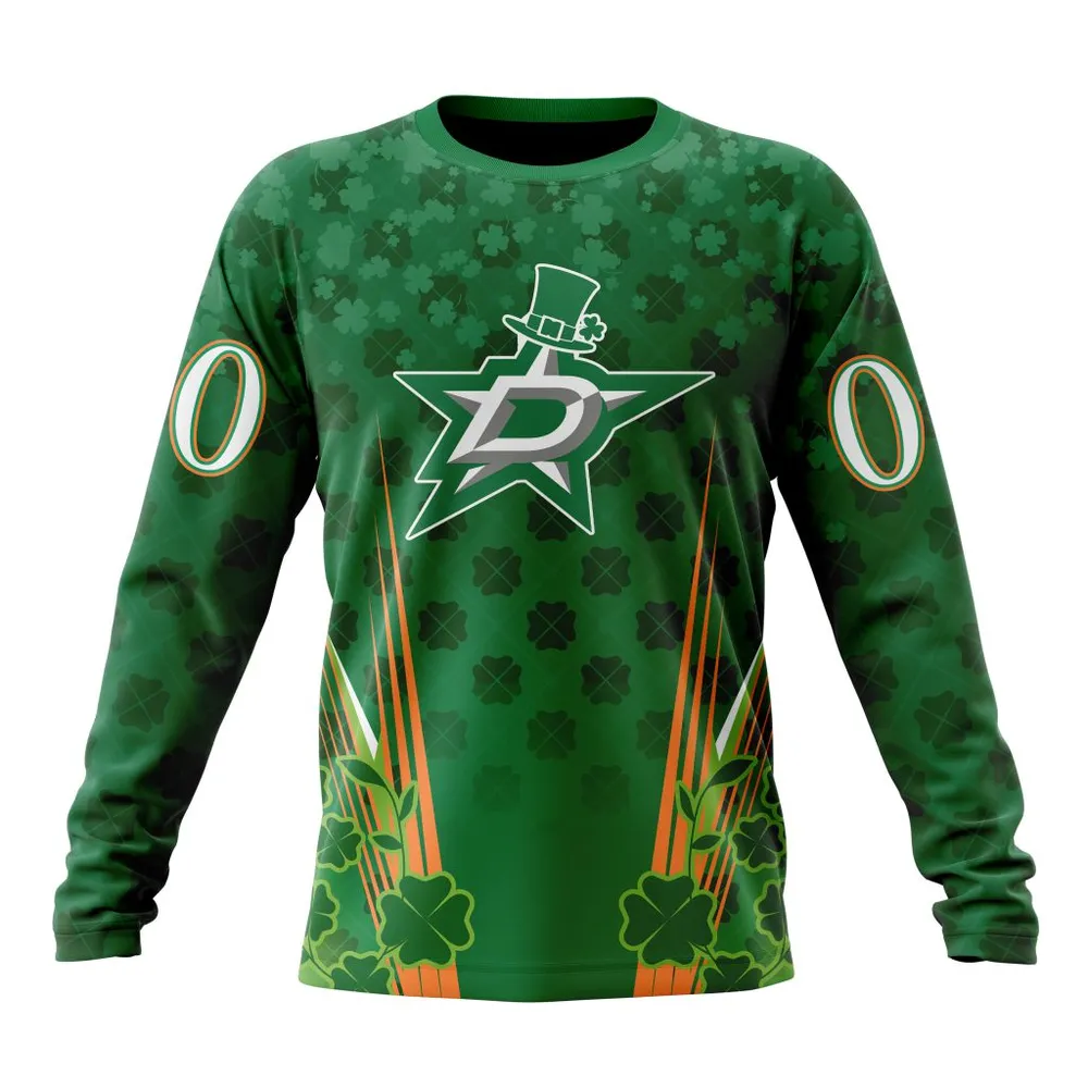 NHL Dallas Stars Special Design For St. Patrickâ€™S Day St2402 Long Sleeved Sweatshirt 