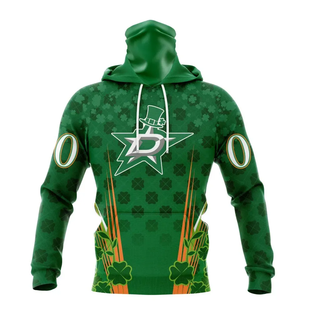 NHL Dallas Stars Special Design For St. Patrickâ€™S Day St2402 Mask Hoodie