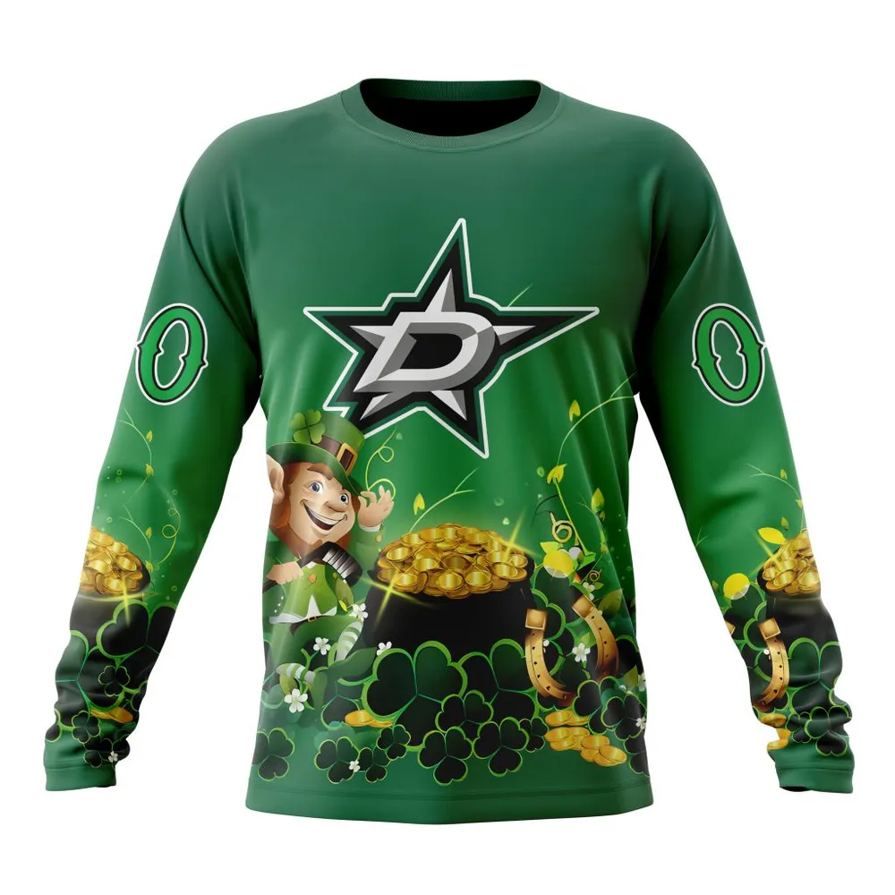 NHL Dallas Stars Special Design For St. Patrickâ€™S Day St2403 Long Sleeved Sweatshirt 