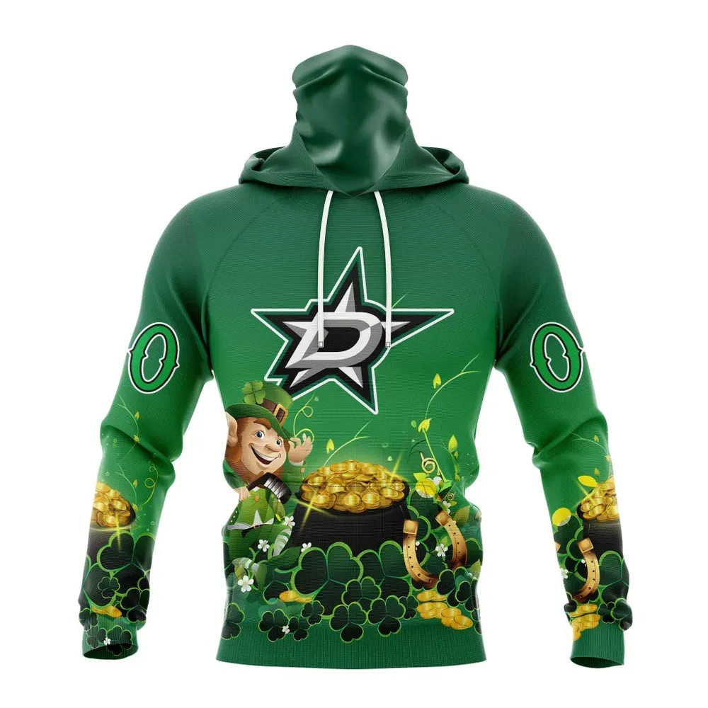 NHL Dallas Stars Special Design For St. Patrickâ€™S Day St2403 Mask Hoodie