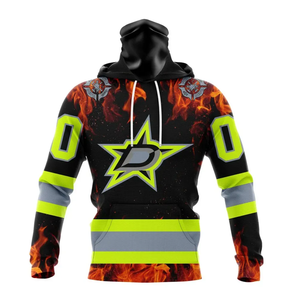 NHL Dallas Stars Special Design Honoring Firefighters St2401 Mask Hoodie