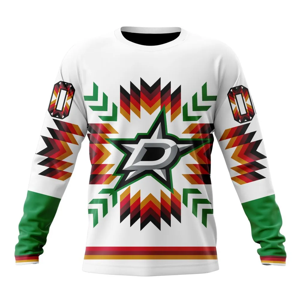 NHL Dallas Stars Special Design With Native Pattern St2302 Long Sleeved Sweatshirt 