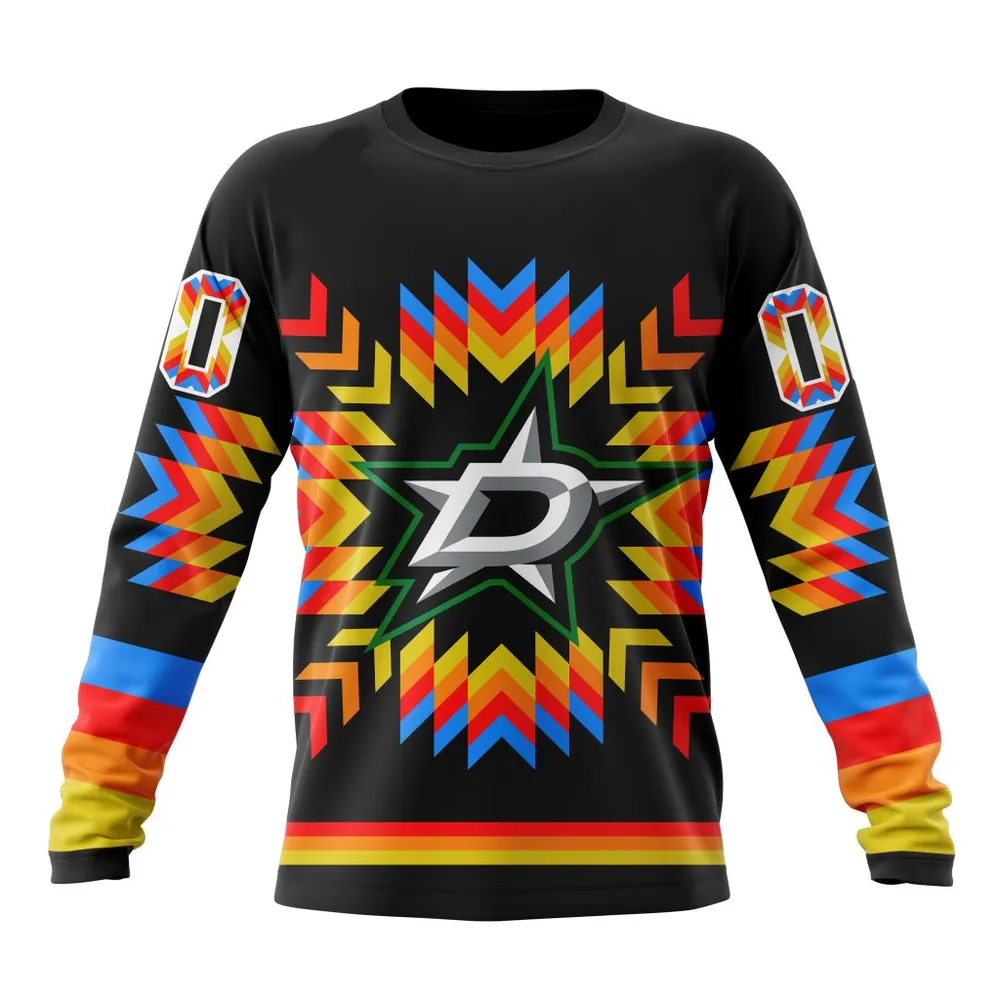 NHL Dallas Stars Special Design With Native Pattern St2306 Long Sleeved Sweatshirt 