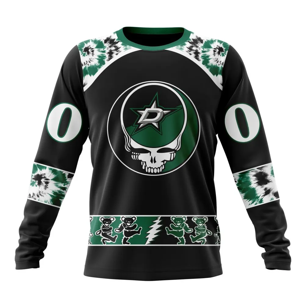 NHL Dallas Stars Special Grateful Dead Design St2301 Long Sleeved Sweatshirt 