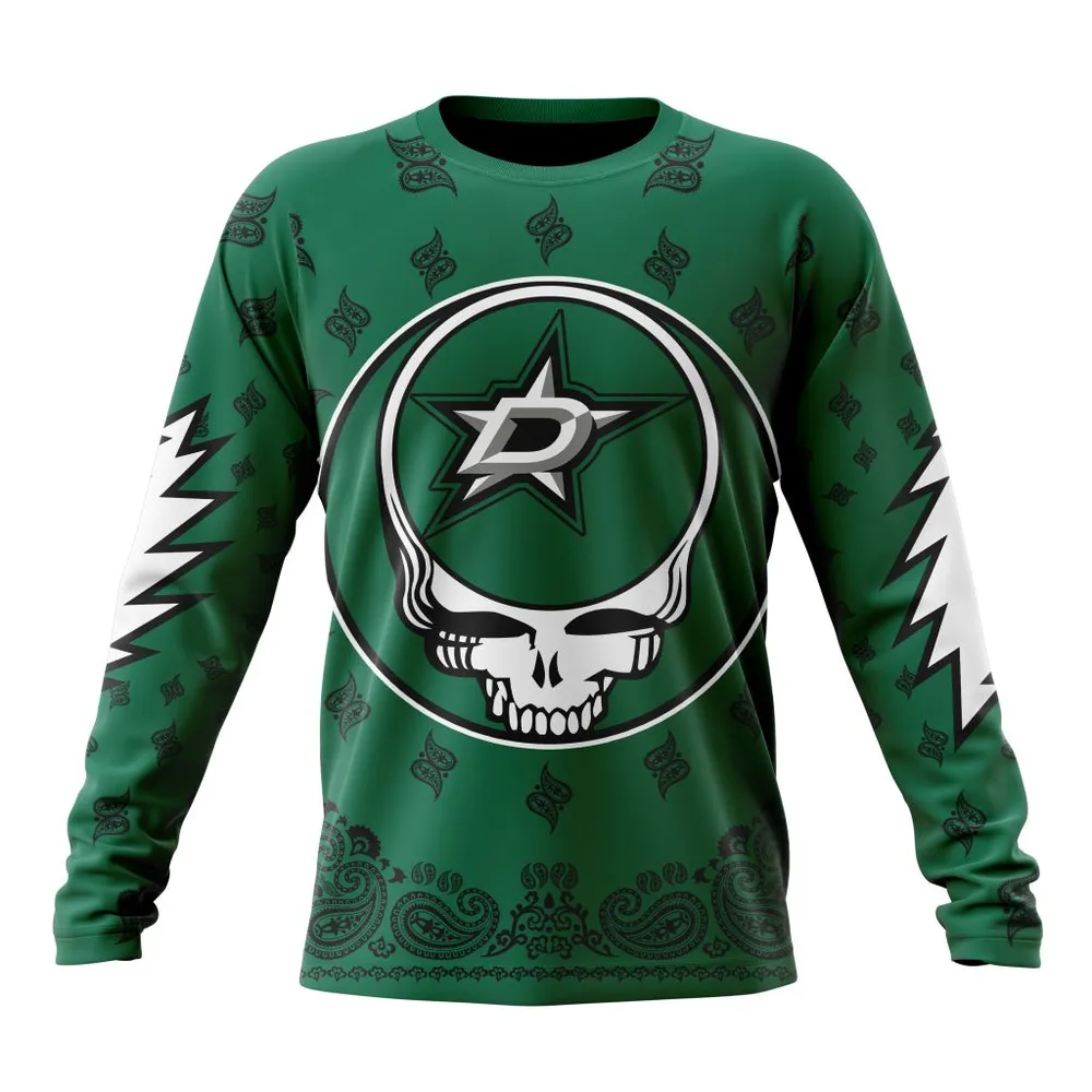 NHL Dallas Stars Special Grateful Dead Design St2303 Long Sleeved Sweatshirt 