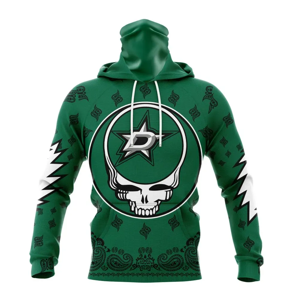 NHL Dallas Stars Special Grateful Dead Design St2303 Mask Hoodie