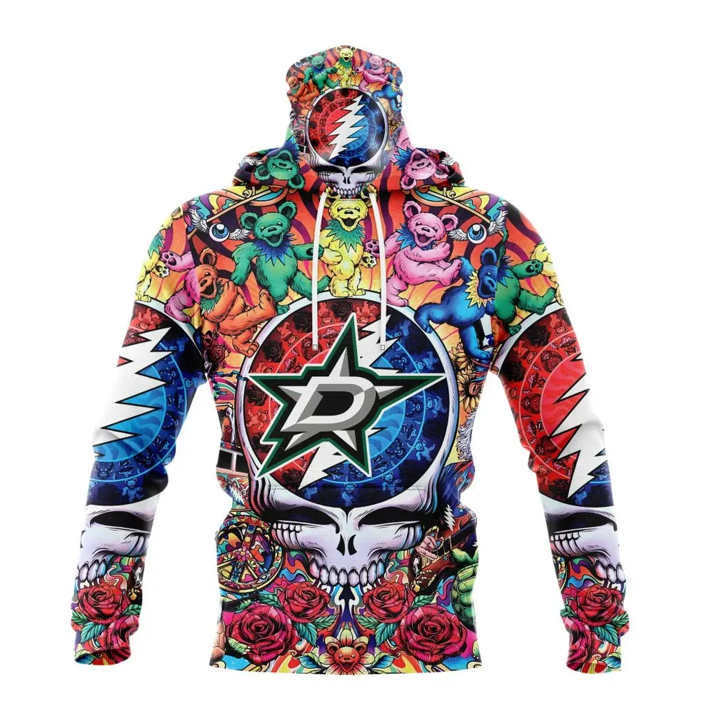 NHL Dallas Stars Special Grateful Dead Design St2304 Mask Hoodie