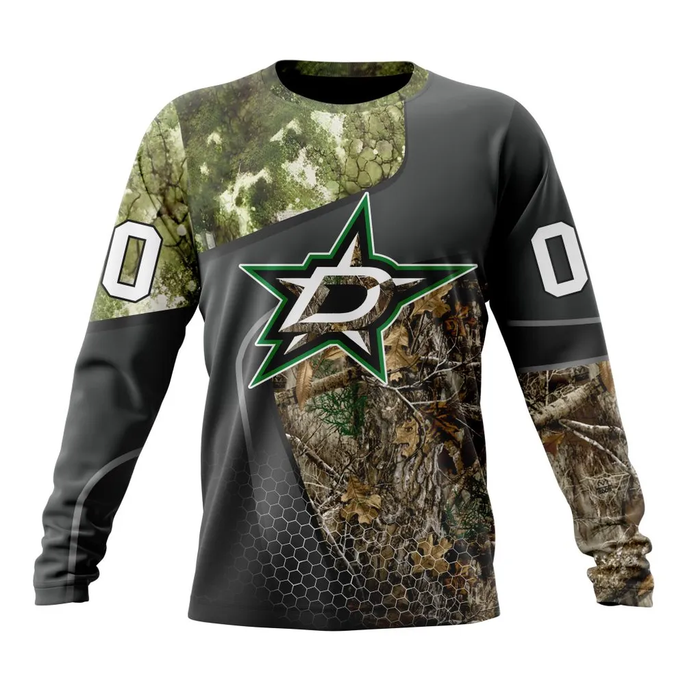 NHL Dallas Stars Special Hunting Camo Design St2302 Long Sleeved Sweatshirt 