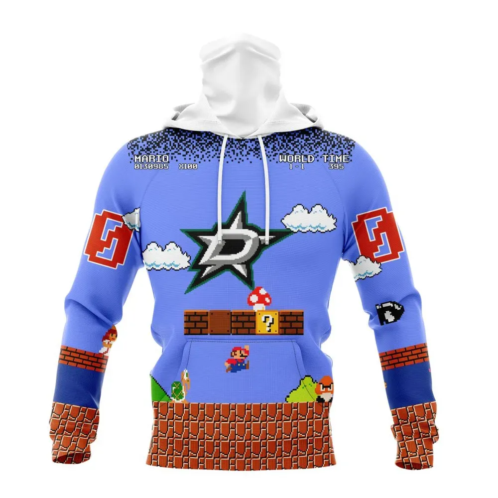 NHL Dallas Stars Special Kits With Super Mario Game Design Mask Hoodie