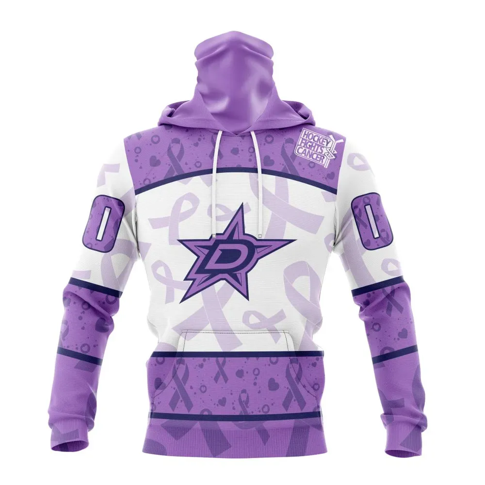 NHL Dallas Stars Special Lavender Fight Cancer St2201 Mask Hoodie