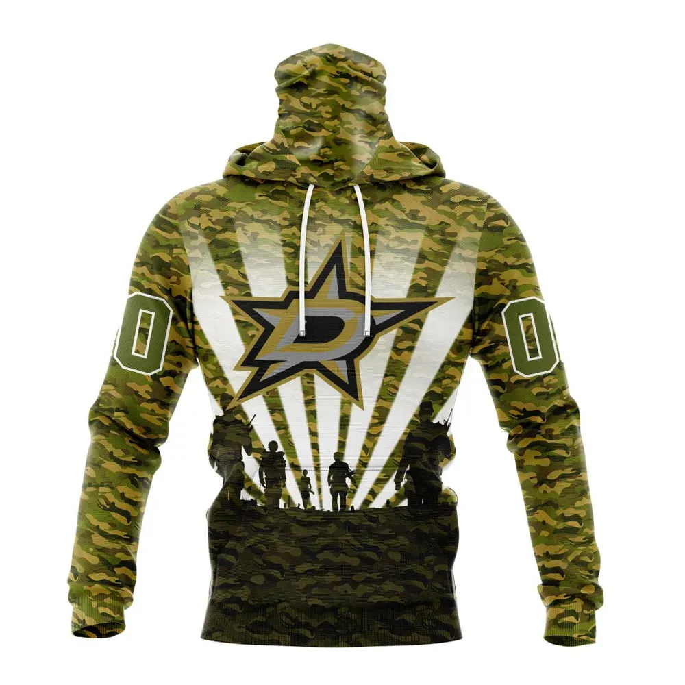 NHL Dallas Stars Special Military Camo Kits For Veterans Day And Rememberance Day St2201 Mask Hoodie