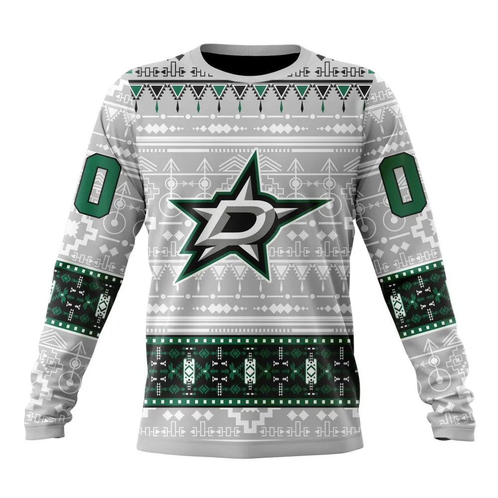 NHL Dallas Stars Special Native Design St2302 Long Sleeved Sweatshirt 