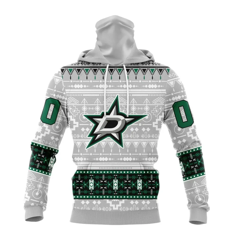 NHL Dallas Stars Special Native Design St2302 Mask Hoodie