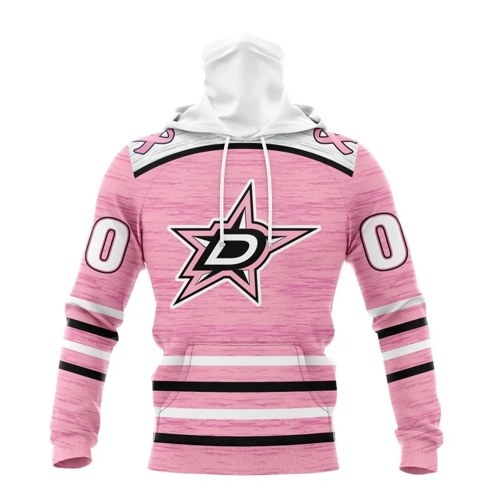 NHL Dallas Stars Special Pink Fight Breast Cancer Design St2304 Mask Hoodie