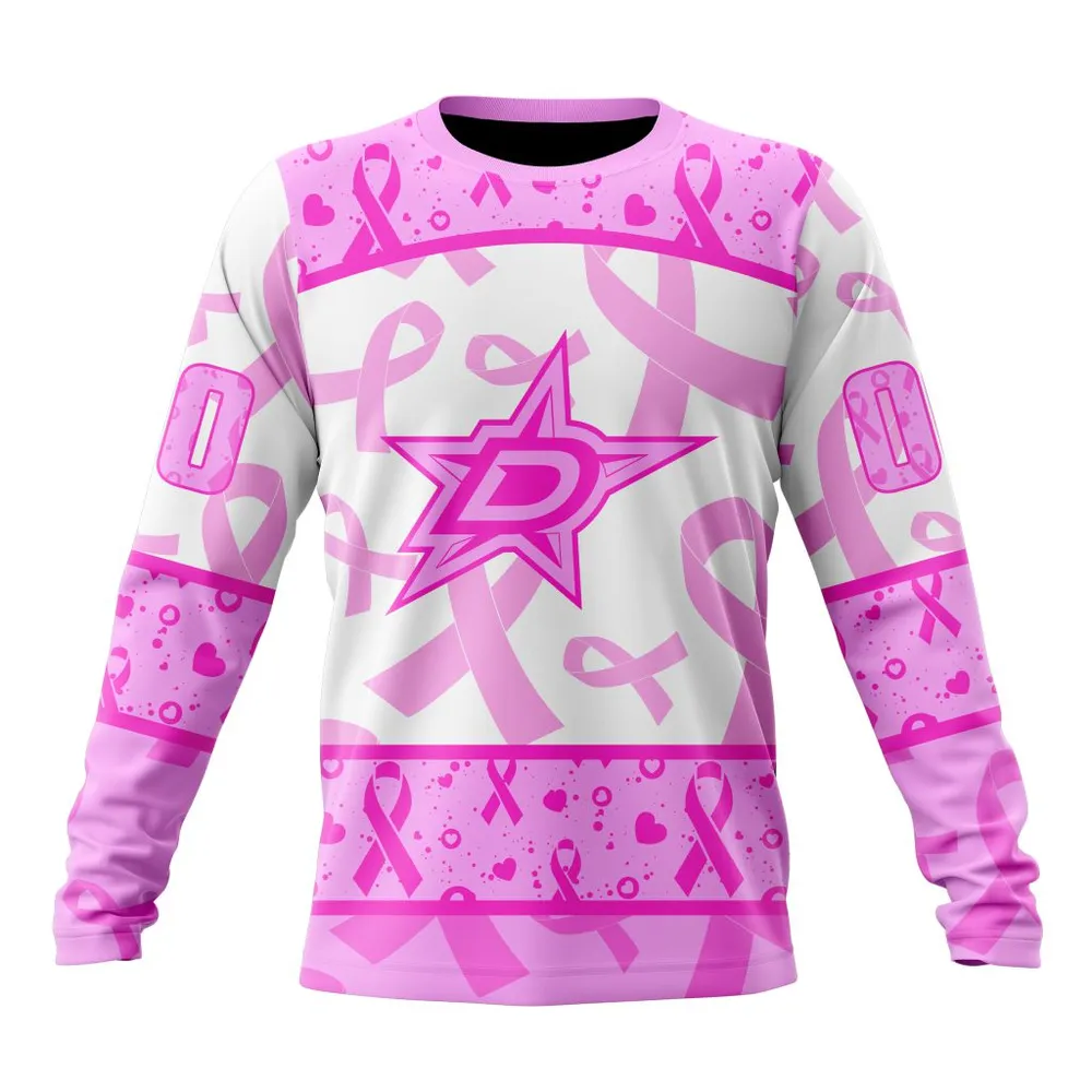 NHL Dallas Stars Special Pink October Breast Cancer Awareness Month St2302 Long Sleeved Sweatshirt 