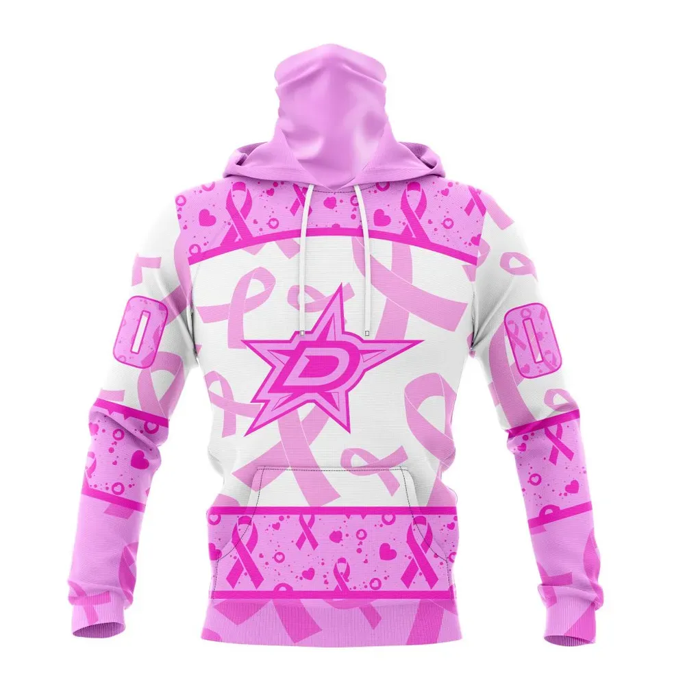 NHL Dallas Stars Special Pink October Breast Cancer Awareness Month St2302 Mask Hoodie