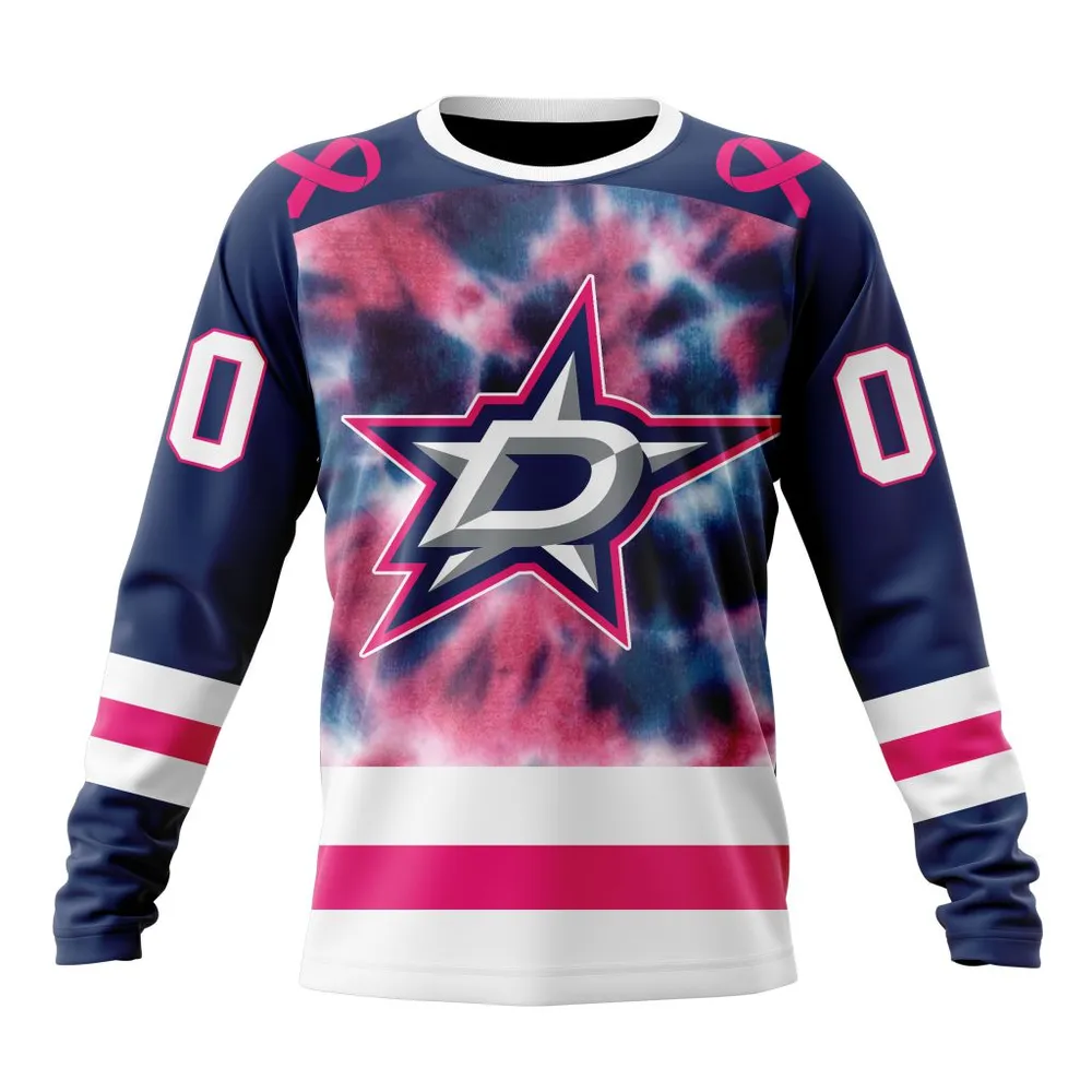 NHL Dallas Stars Special Pink October Fight Breast Cancer St2303 Long Sleeved Sweatshirt 