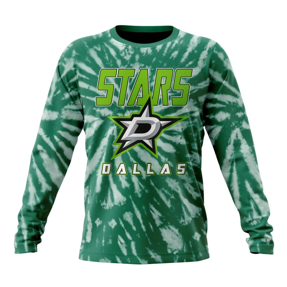 NHL Dallas Stars Special Retro Vintage Tie Dye St2201 Long Sleeved Sweatshirt 