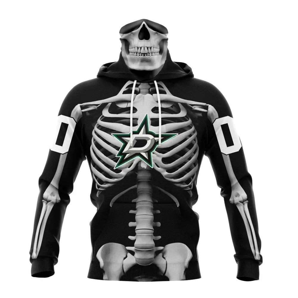 NHL Dallas Stars Special Skeleton Costume For Halloween St2301 Mask Hoodie