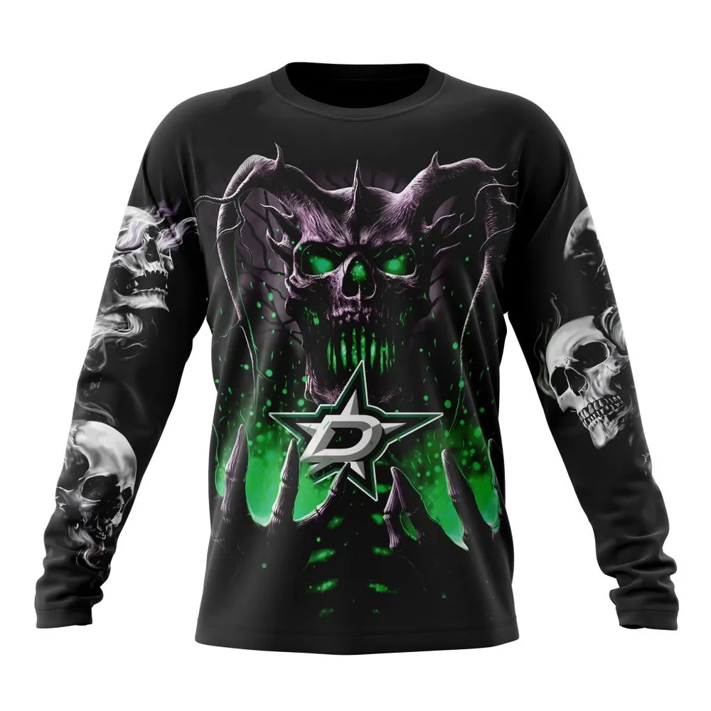 NHL Dallas Stars Special Skull Art Design St2301 Long Sleeved Sweatshirt 