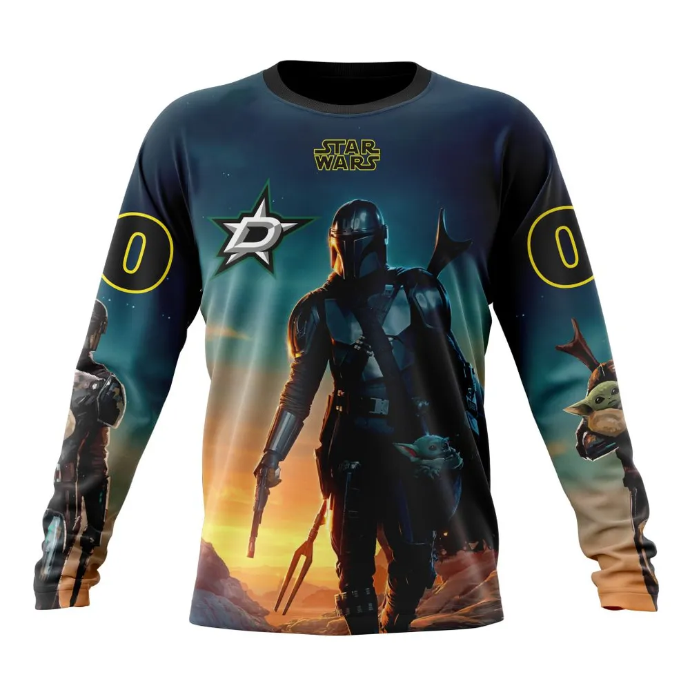 NHL Dallas Stars Special Star Wars The Mandalorian Design St2401 Long Sleeved Sweatshirt 