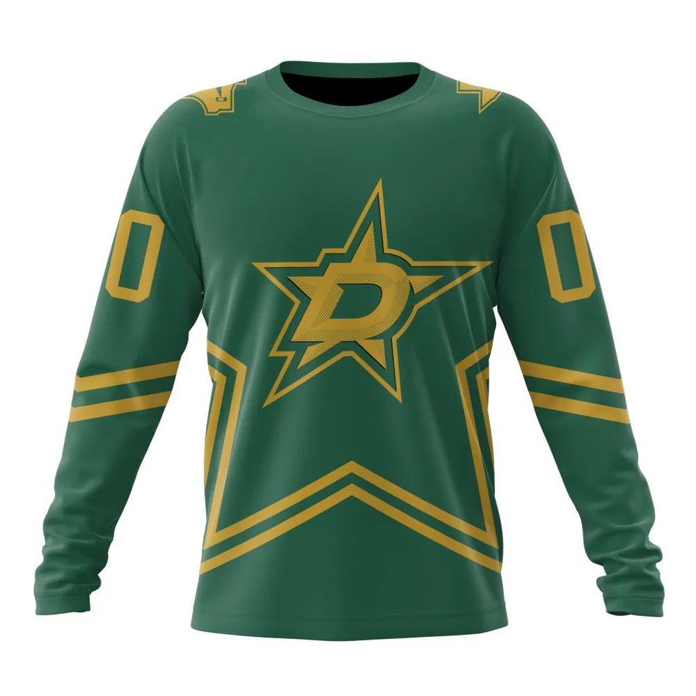 NHL Dallas Stars Special Two-Tone Design St2401 Long Sleeved Sweatshirt 