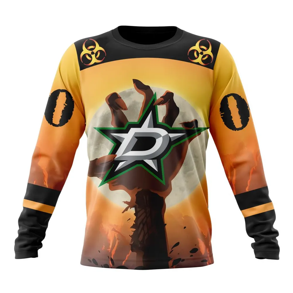 NHL Dallas Stars Special Zombie Design For Halloween St2305 Long Sleeved Sweatshirt 