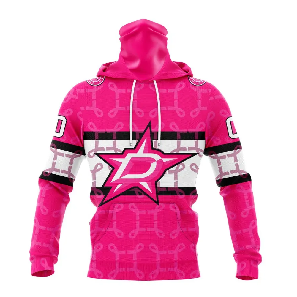 NHL Dallas Stars | Specialized Design I Pink I Can! In October We Wear Pink Breast Cancer Mask Hoodie