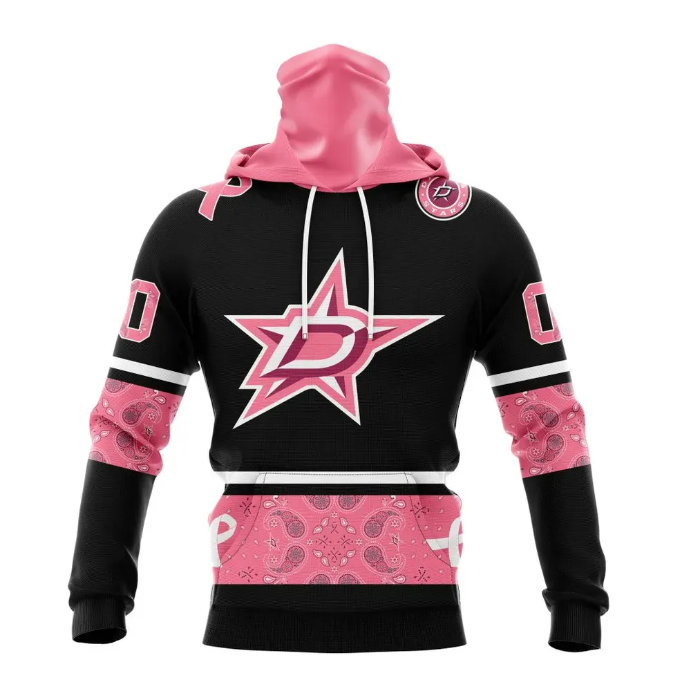 NHL Dallas Stars | Specialized Design In Classic Style With Paisley! In October We Wear Pink Breast Cancer Mask Hoodie