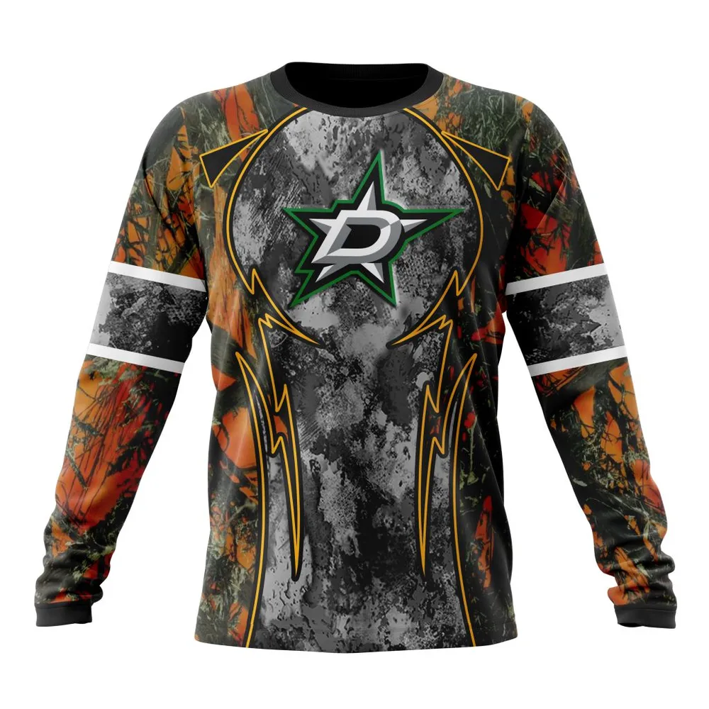 NHL Dallas Stars | Specialized Design Wih Camo Concepts For Hungting In Forest Long Sleeved Sweatshirt 