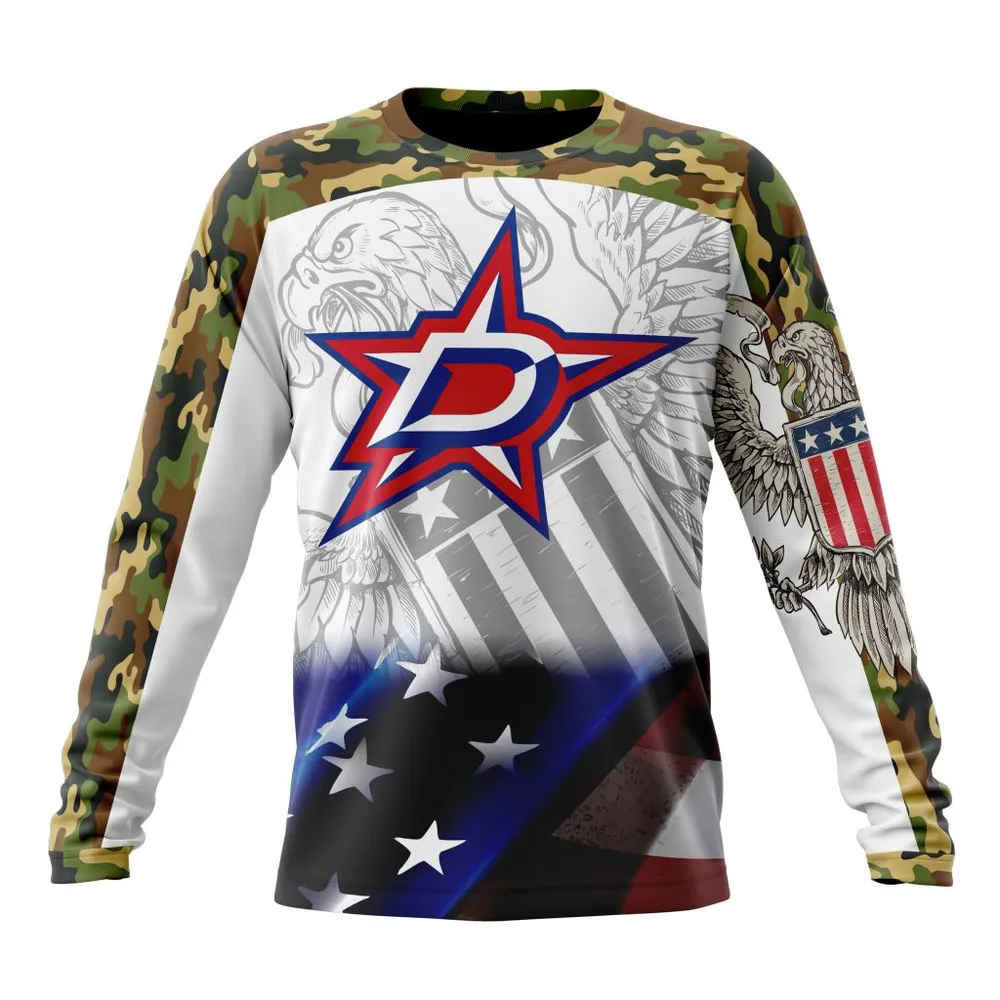 NHL Dallas Stars | Specialized Design With Our America Flag And Our America Eagle Long Sleeved Sweatshirt 